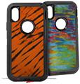 2x Decal style Skin Wrap Set compatible with Otterbox Defender iPhone X and Xs Case - Tie Dye Bengal Belly Stripes (CASE NOT INCLUDED)