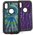 2x Decal style Skin Wrap Set compatible with Otterbox Defender iPhone X and Xs Case - Tie Dye Peace Sign Swirl (CASE NOT INCLUDED)